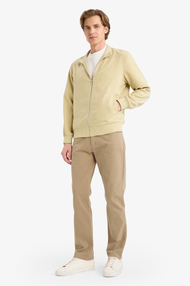 DeFacto Beige Man Regular Fit High Neck Zip-Up Jacket Casual - Image 2